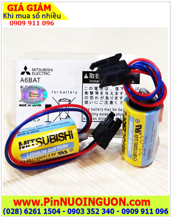 Mitsubishi A6BAT; Pin nuôi nguồn Mitsubishi A6BAT lithium 3.6v 2/3A 2000mAh chính hãng _Xuất xứ Nhật